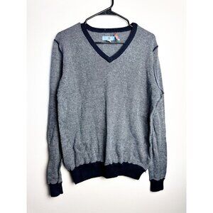 KO Egara Cashmere Blend V Neck Sweater Cotton Cashmere Large Mens Gray Pullover